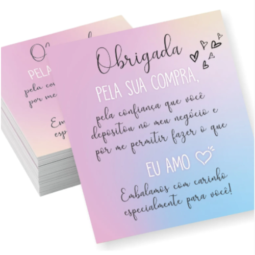 Card de Agradecimento 8,8x9,9cm • Obrigado peça Compra