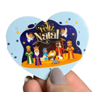 Mini cartão de Coração - Presépio - Azul