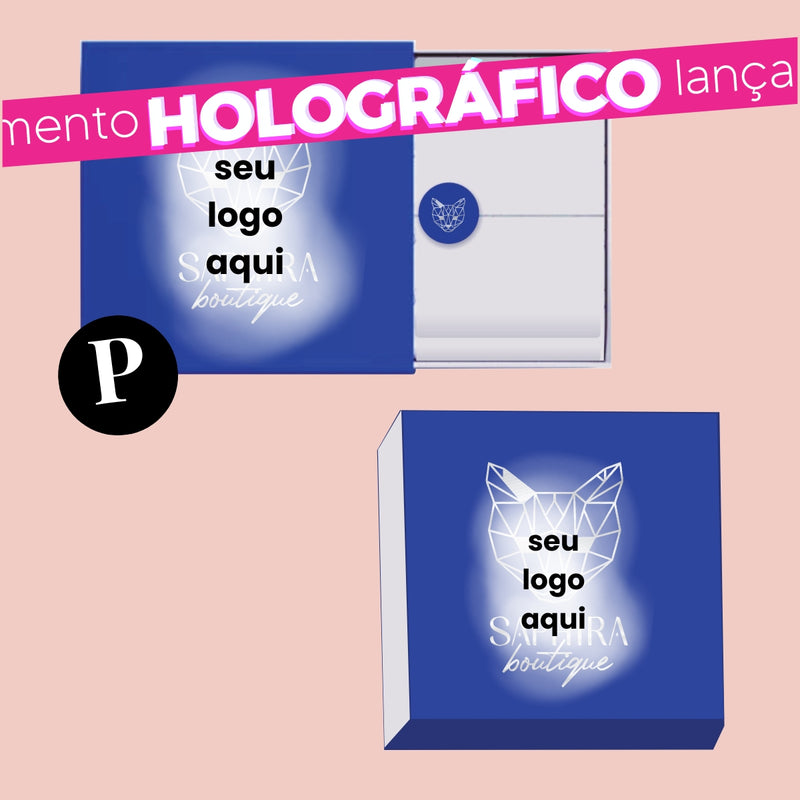 Caixinha Gaveta P - HOLOGRÁFICA - COM SEU LOGO - 5,5cm