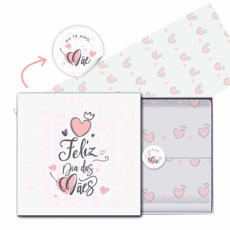 Papel de Embrulho Médio  90g Detalhes Rosa - Especial Dia das Mães