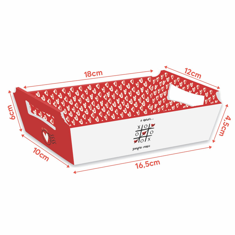 Cesta Tamanho P + Cartão de Coração + Imã de Geladeira  - O Amor Sempre Vence -Dia dos Namorados