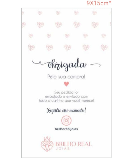 Card Agradecimento Grande 9x15cm - COM O SEU LOGO - CDP9X15
