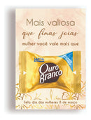 Cartão Dourado para bombom Lembrancinha Dia da Mulher