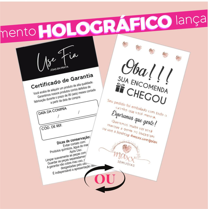 Card HOLOGRÁFICO - COM SEU LOGO - 9x5cm