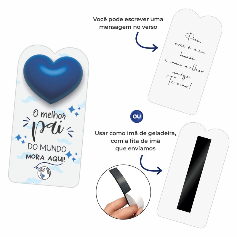 Cartão com Coração O Melhor Pai Pai do Mundo  - Edição dia dos Pais