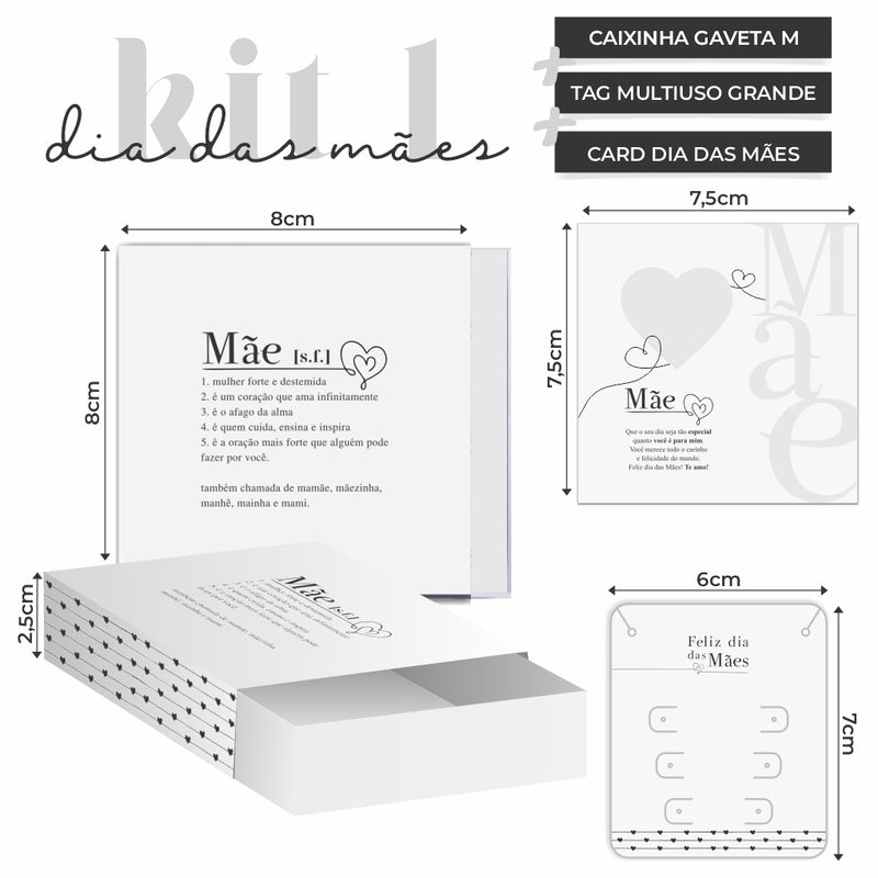 5un Kit 1 Mãe Significa - Caixinha + Tag Multiuso Grande  + Cartão