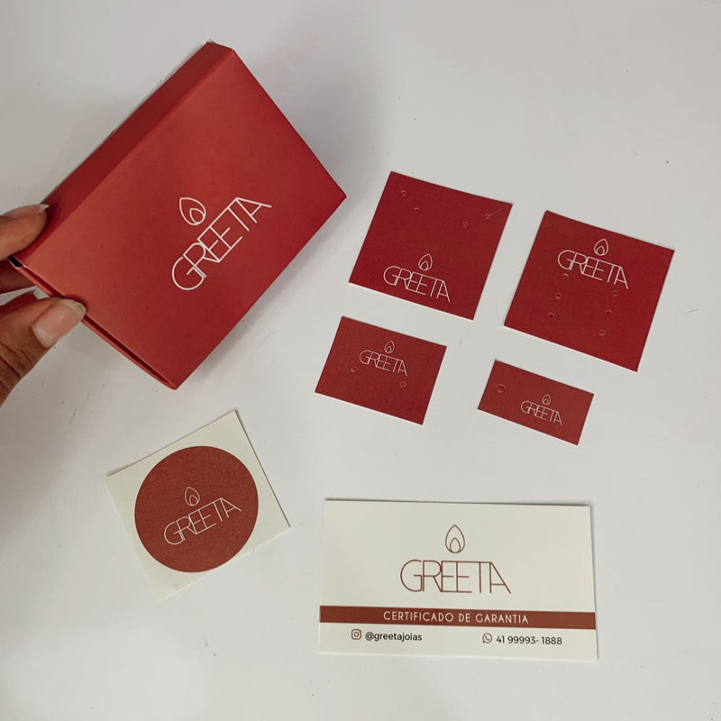 Combo - COM SEU LOGO - Tag, Caixinha, Cartinha e Adesivo