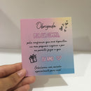 Card de Agradecimento Grande 10x15cm - COM SEU LOGO - CD10X15