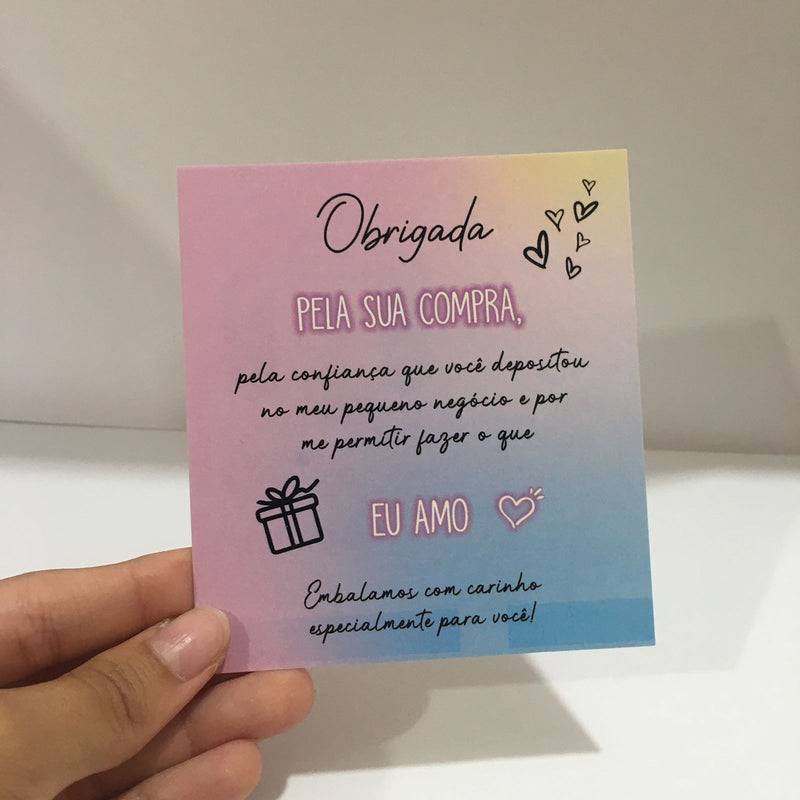 Card de Agradecimento Grande 10x15cm - COM SEU LOGO - CD10X15