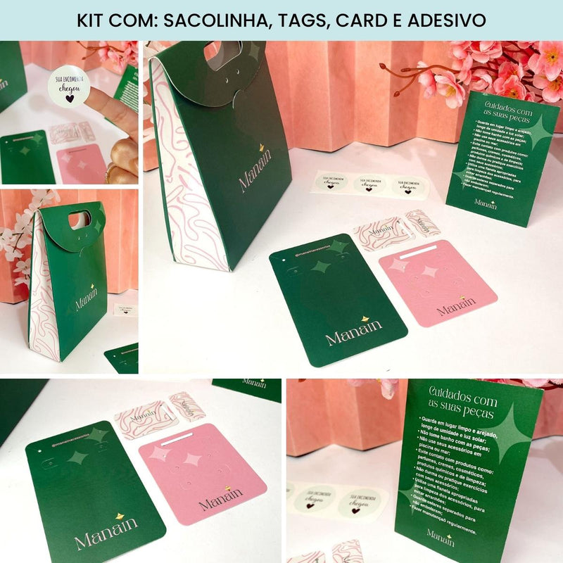 Combo - COM SEU LOGO - Tag, Sacolinha, Cartinha e Adesivo