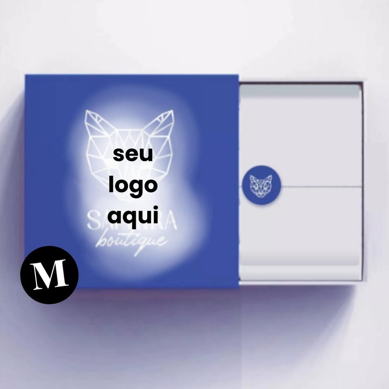 Caixinha Gaveta M - HOLOGRÁFICA - COM SEU LOGO - 8X8X2,5CM
