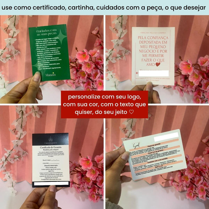 Combo - COM SEU LOGO - Tag, Sacolinha, Cartinha e Adesivo