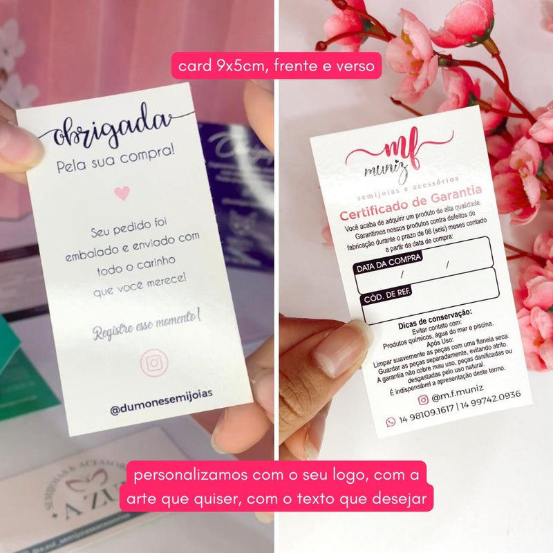 Card Frente e Verso - COM SEU LOGO - 9x5cm - CCFV