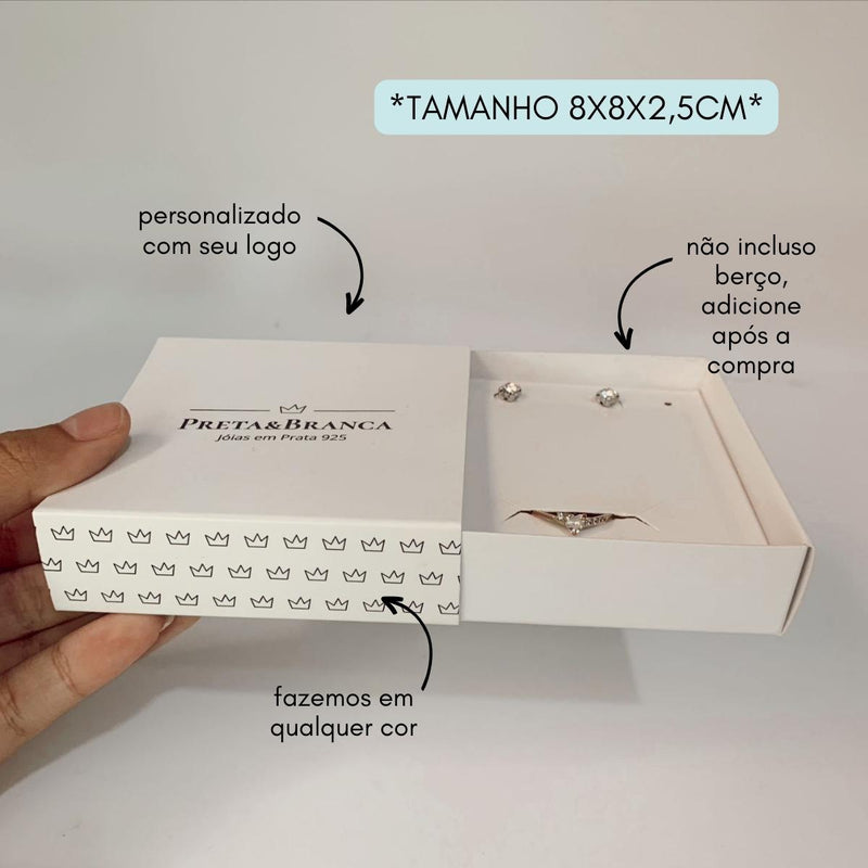 Caixinha Gaveta M - HOLOGRÁFICA - COM SEU LOGO - 8X8X2,5CM