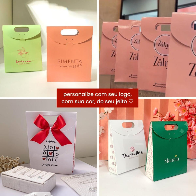 Combo - COM SEU LOGO - Tag, Sacolinha, Cartinha e Adesivo