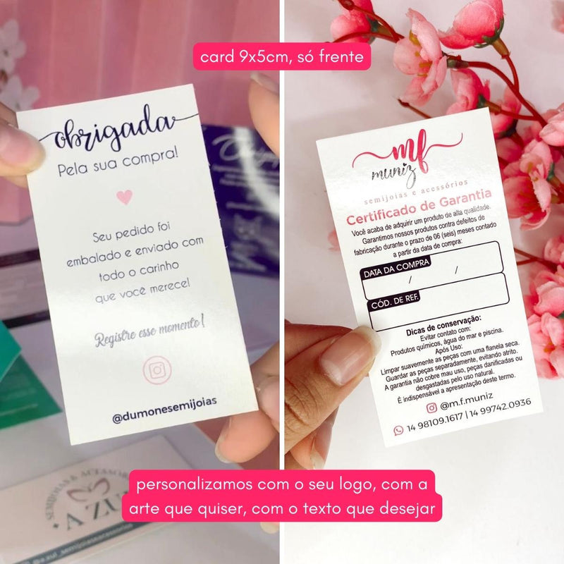 Card HOLOGRÁFICO - COM SEU LOGO - 9x5cm