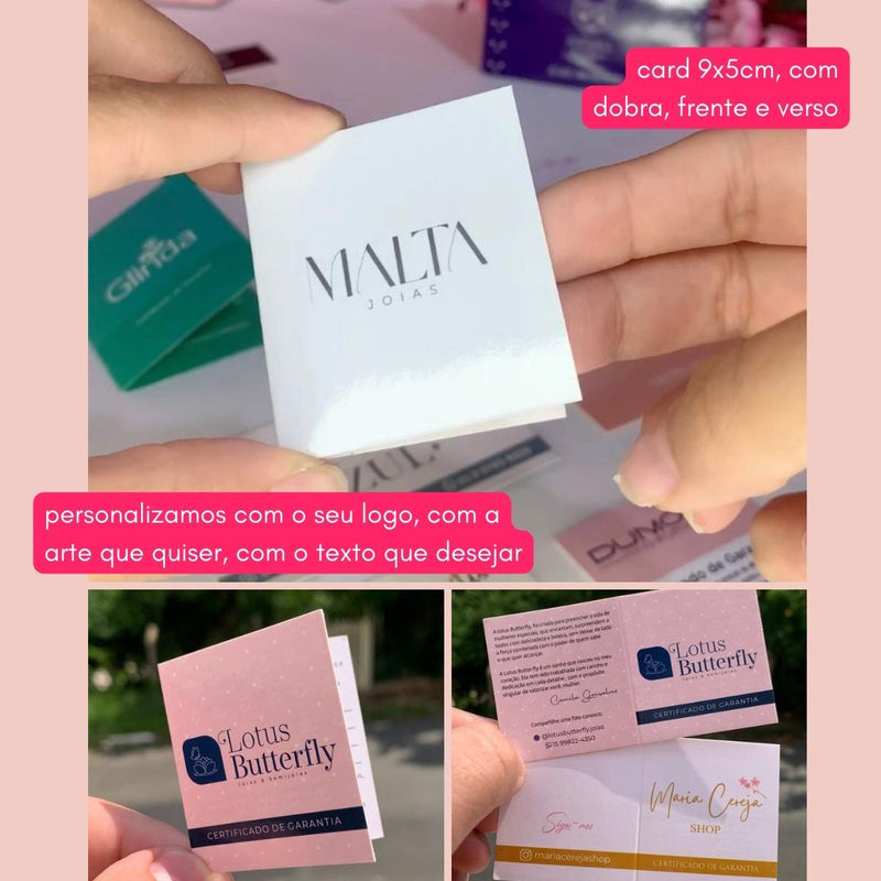 Card Com Dobra - COM SEU LOGO - 9x5cm - CCDBFV